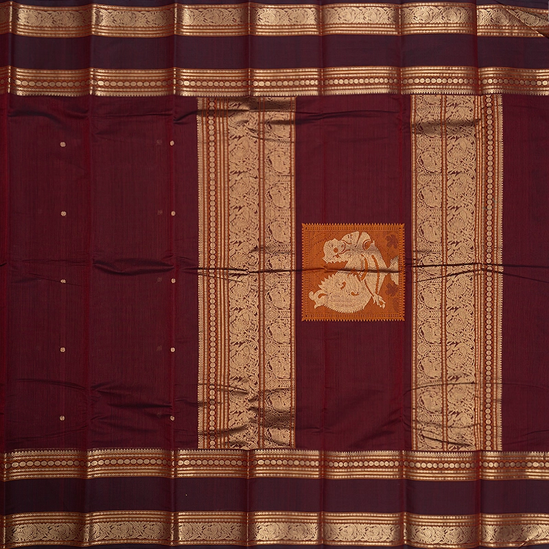 Hayagrivas Maroon Handloom Kanchi Cotton Saree SSCBF66E7-4