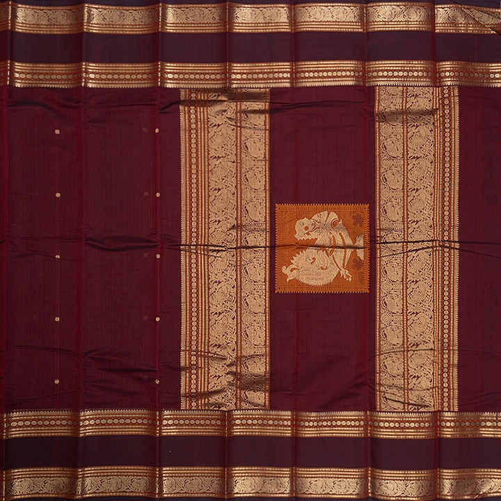 Hayagrivas Maroon Handloom Kanchi Cotton Saree SSCBF66E7-4