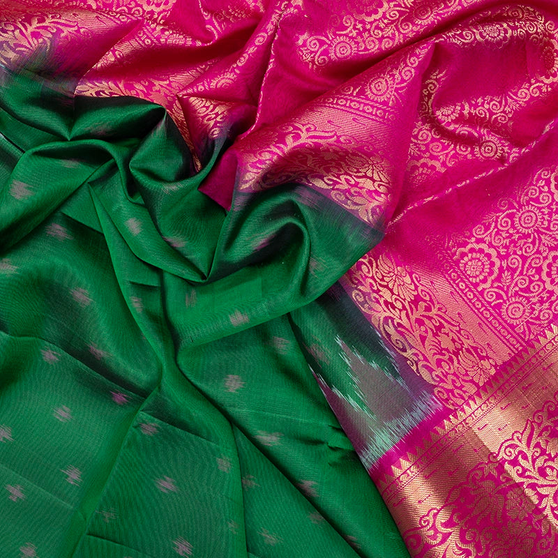 Hayagrivas Green Handloom Ikkat Soft Silk Saree KBE2154A6-2