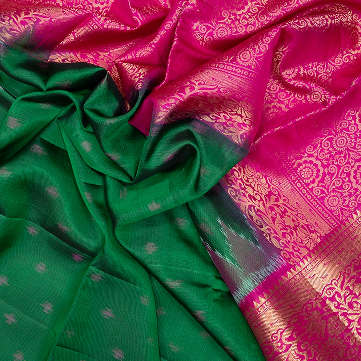 Hayagrivas Green Handloom Ikkat Soft Silk Saree KBE2154A6-2