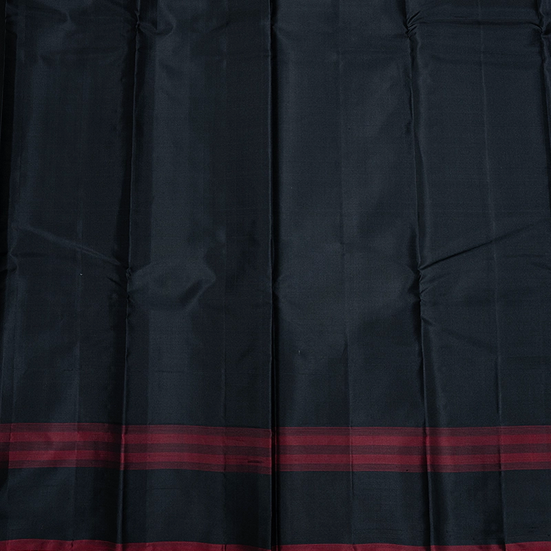 Hayagrivas Handloom Grey Kanjivaram Silk Saree with Black Border KBF224E3-1