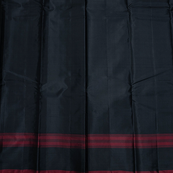 Hayagrivas Handloom Grey Kanjivaram Silk Saree with Black Border KBF224E3-1