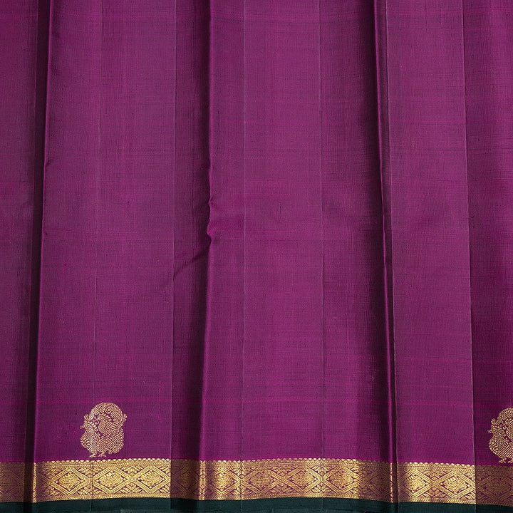 Hayagrivas Handloom Bottle Green &amp; Black (Carpet Checks) Kanjivaram Silk Saree KBF358F3-1