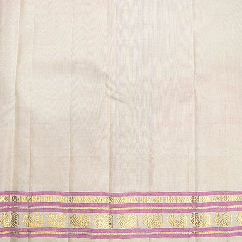 Hayagrivas Handloom Pink Kanjivaram Silk Saree with Half-White Border KBF358F5-1