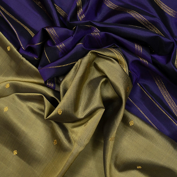 Hayagrivas Handloom Sage Green Kanjivaram Silk Saree KBF394F3-1