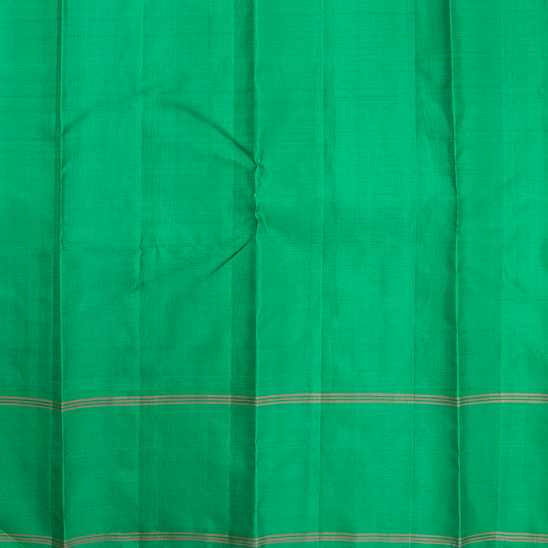 Hayagrivas Handloom Half-White Kanjivaram Silk Saree with Light Green Border KBF479F4-1