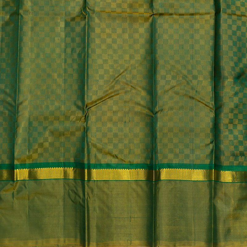 Hayagrivas Handloom Bottle Green Kanjivaram Silk Saree with Lime Green Border KBF486F6-2