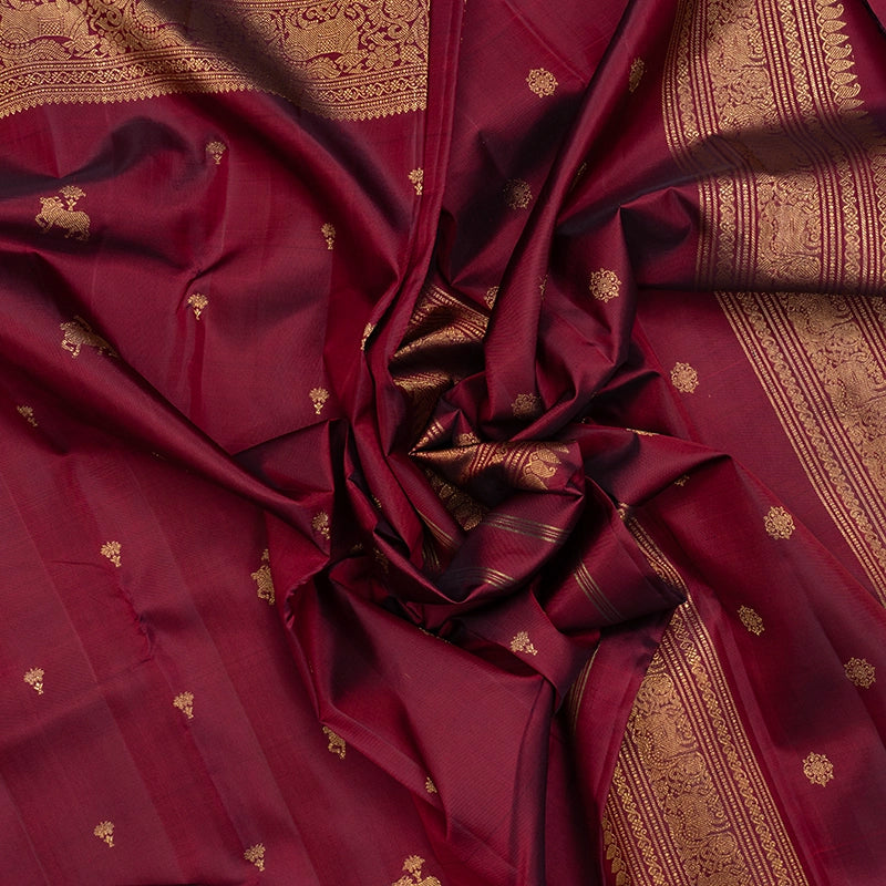 Hayagrivas Handloom Wine Maroon Kanjivaram Silk Saree KBF496F2-1