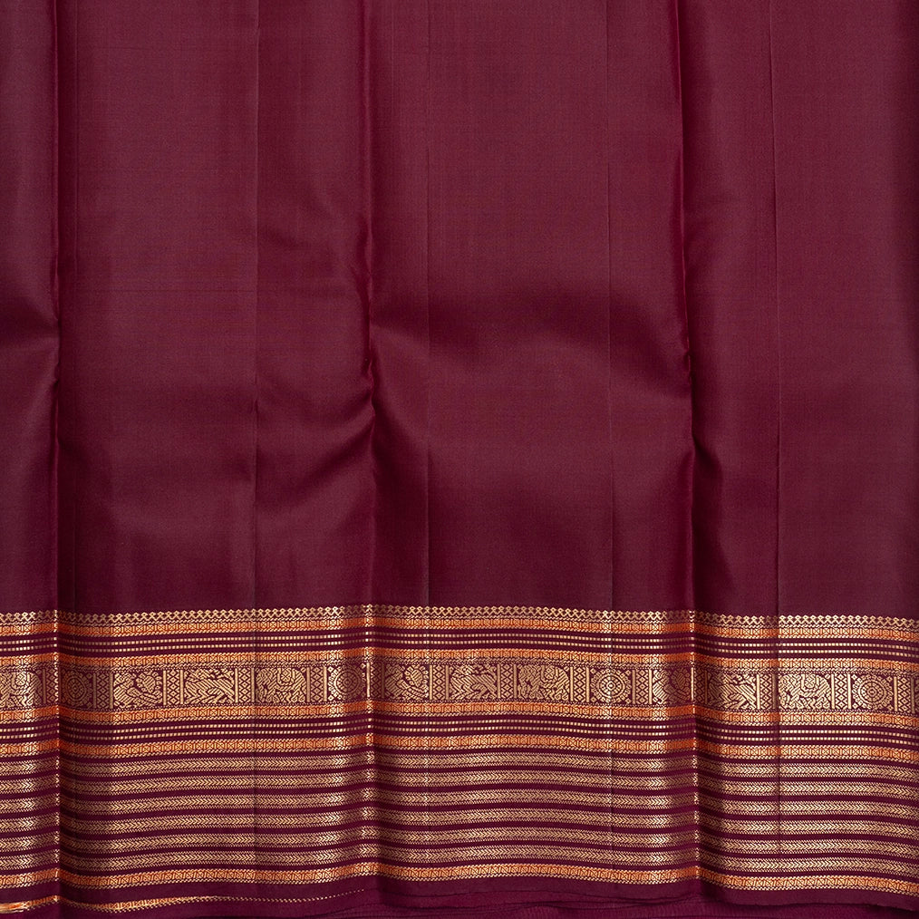 Hayagrivas Handloom Karum Pachai Kanjivaram Silk Saree with Burgundy Border KBF500F15-6