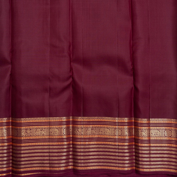 Hayagrivas Handloom Karum Pachai Kanjivaram Silk Saree with Burgundy Border KBF500F15-6
