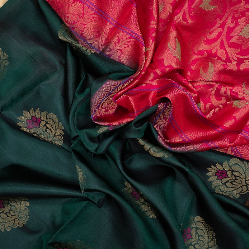 Hayagrivas Bottle Green Handloom Soft Silk Saree KBF501F1-14