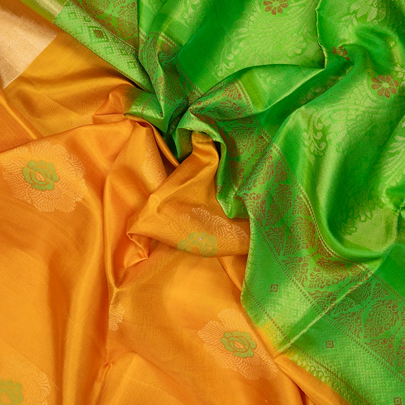 Hayagrivas Turmeric Yellow Handloom Soft Silk Saree KBF501F1-24