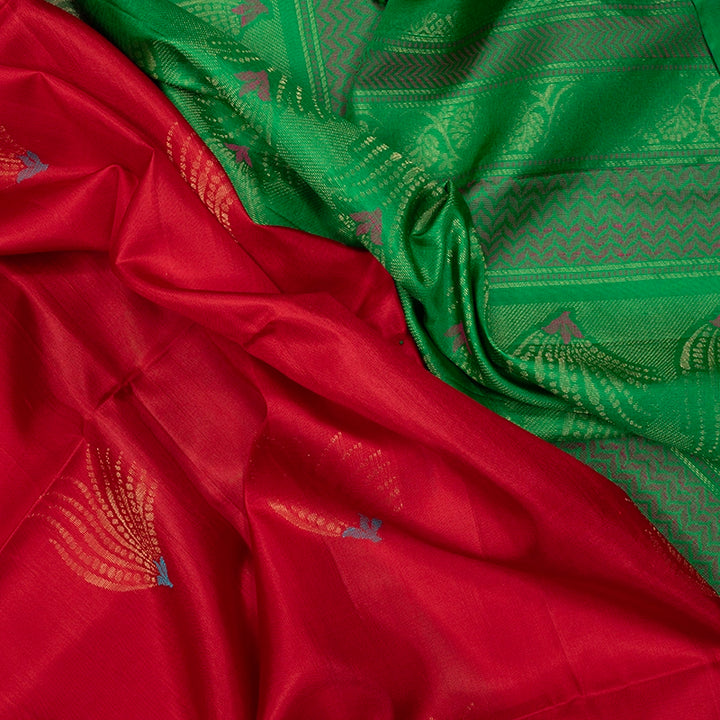 Hayagrivas Red Handloom Soft Silk Saree KBF501F1-4