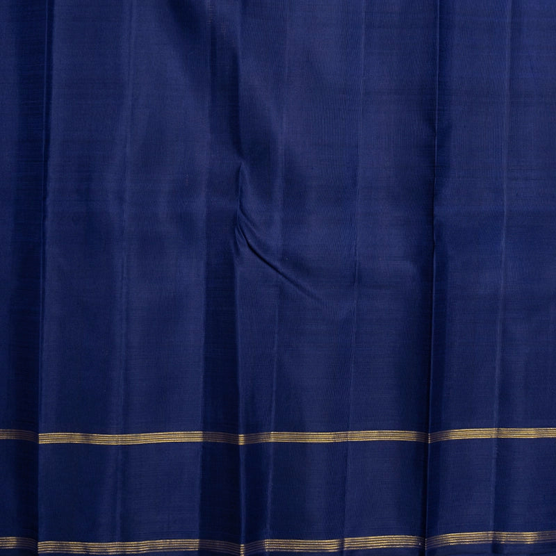 Hayagrivas Handloom Pink &amp; White Checks Kanjivaram Silk Saree with Navy Blue Border KBF518G6-1