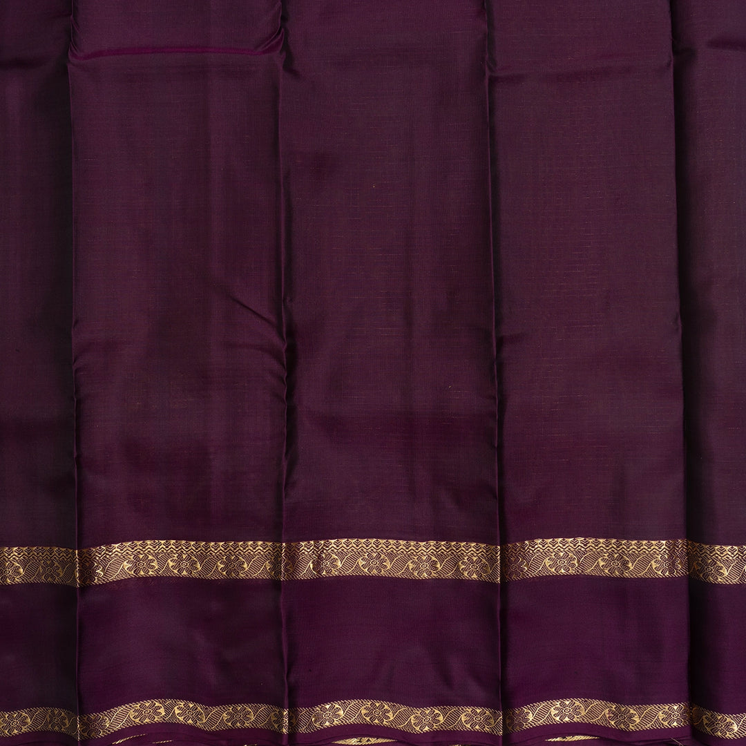 Hayagrivas Handloom Olive Green Kanjivaram Silk Saree with Plum Purple Border KBF556G1-10