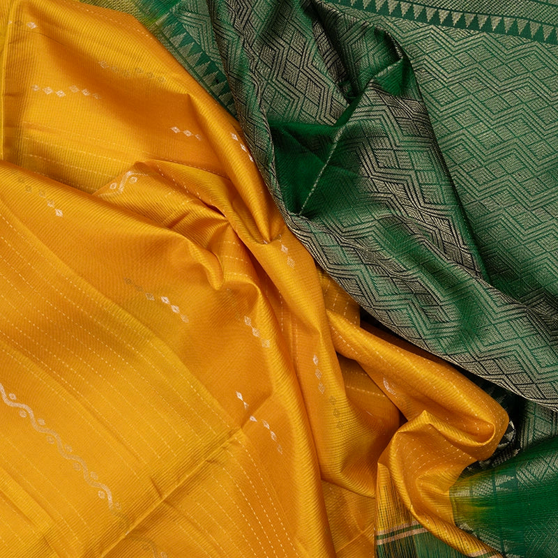 Hayagrivas Yellow Handloom Soft Silk Saree KBF566G1-3