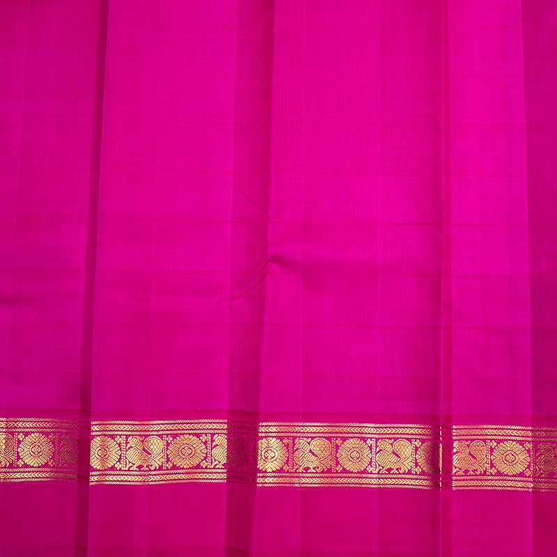 Hayagrivas Handloom Fluorescent Green Kanjivaram Silk Saree with Rani Pink Border KBF573G5-3