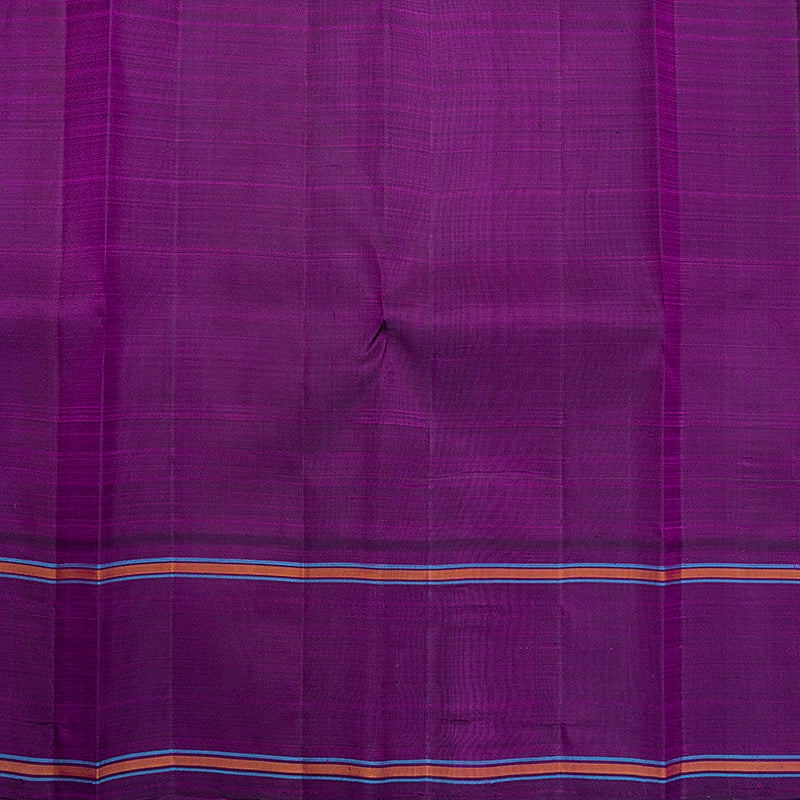 Hayagrivas Handloom Green &amp; Yellow Checks Kanjivaram Silk Saree with Purple Border KBF638G4-1