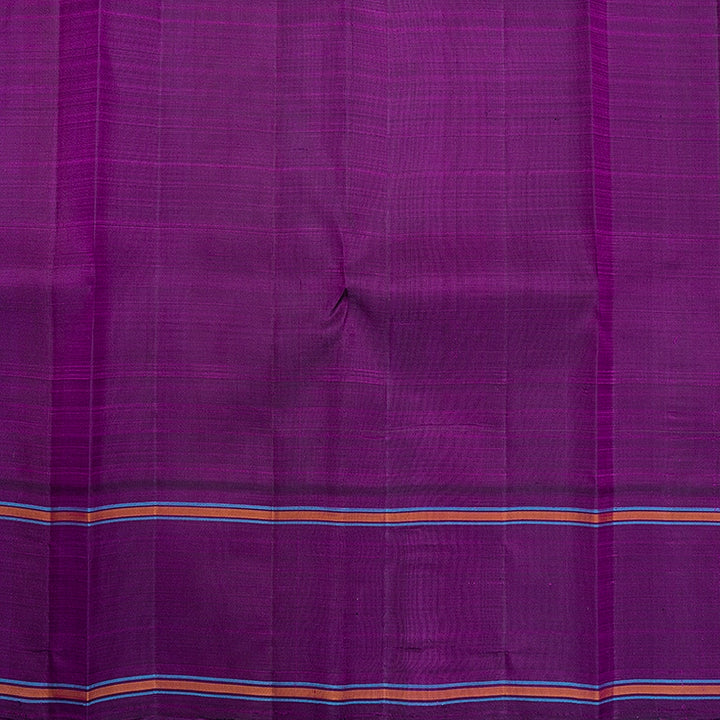 Hayagrivas Handloom Green &amp; Yellow Checks Kanjivaram Silk Saree with Purple Border KBF638G4-1