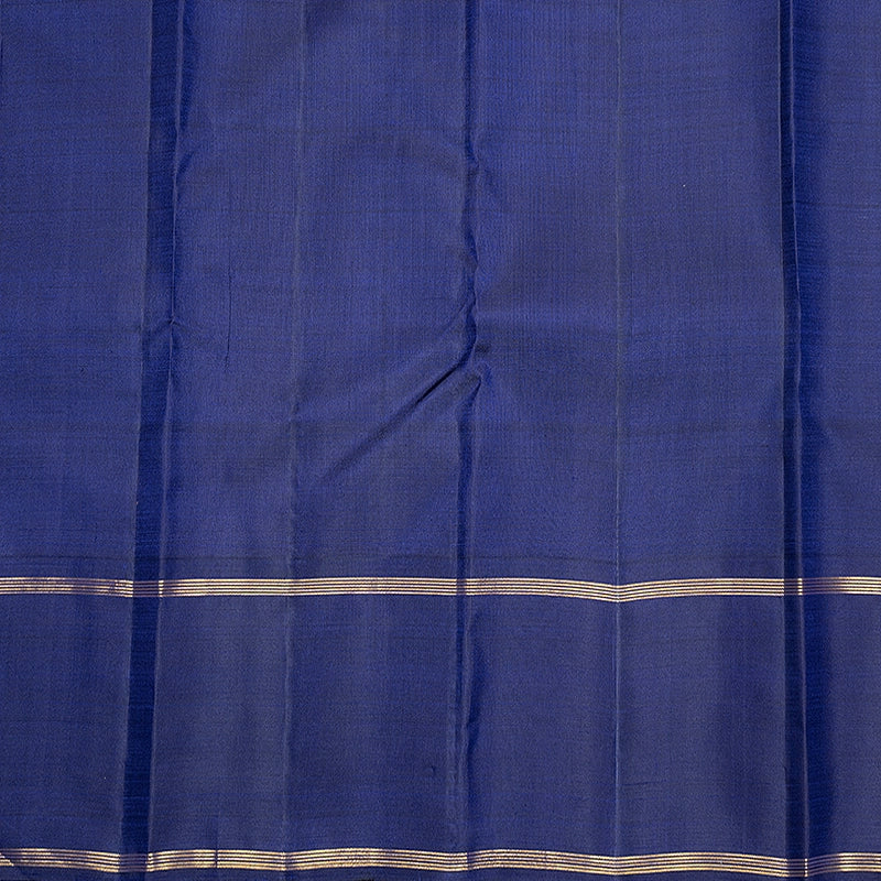 Hayagrivas Handloom Yellow &amp; Half-White Checks Kanjivaram Silk Saree with Purplish Blue Border KBF638G4-3