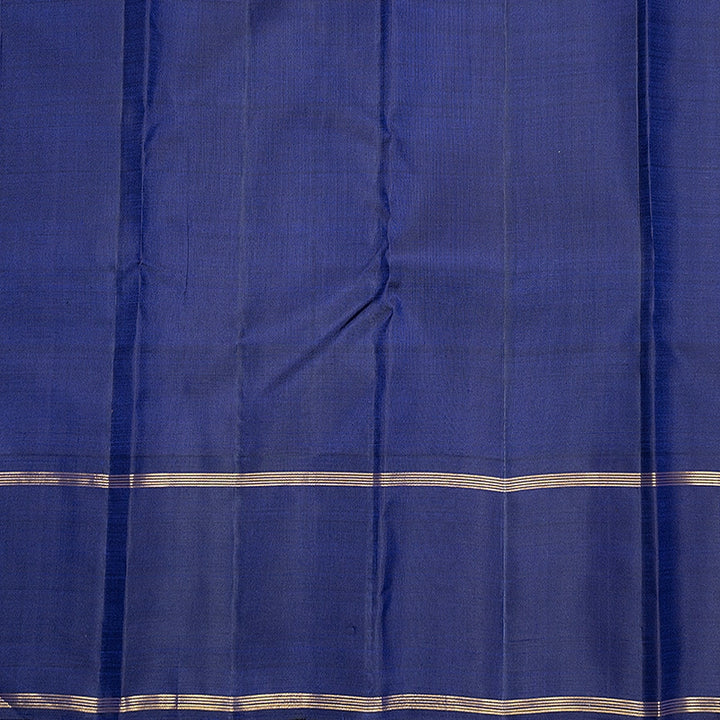 Hayagrivas Handloom Yellow &amp; Half-White Checks Kanjivaram Silk Saree with Purplish Blue Border KBF638G4-3