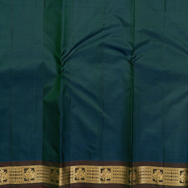 Hayagrivas Handloom Peacock Green Kanjivaram Silk Saree with Manthalir Border KBF688G1-14