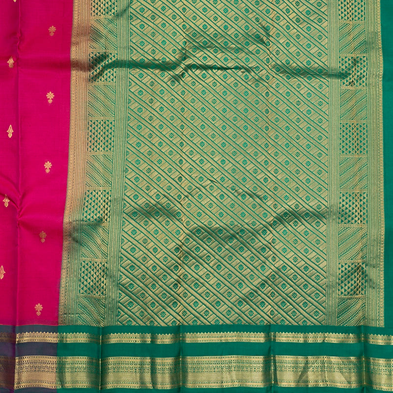 Hayagrivas Handloom Pink Kanjivaram Silk Saree with Manthalir Green Border KBF688G2-18