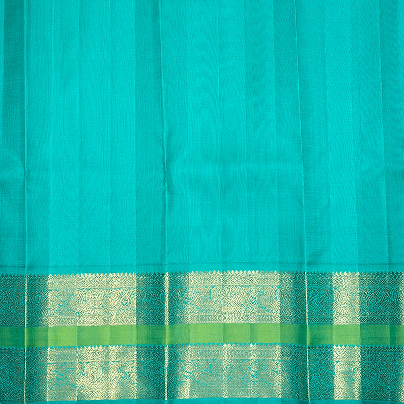 Hayagrivas Handloom Purple Kanjivaram Silk Saree with Aqua Green Border KBF720G5-1