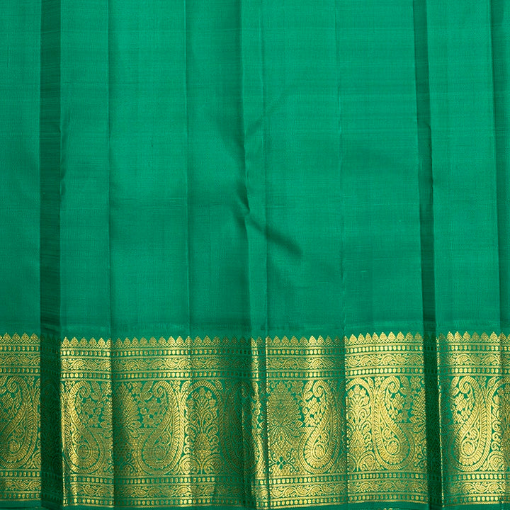 Hayagrivas Handloom Orangish Pink Kanjivaram Silk Saree with Parrot Green Border KBF727G3-3
