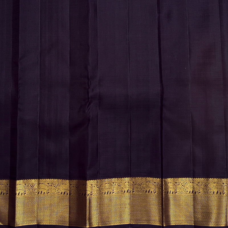 Hayagrivas Handloom Mambazham Orange Kanjivaram Silk Saree with Deep Jamun Border KBF741H1-2
