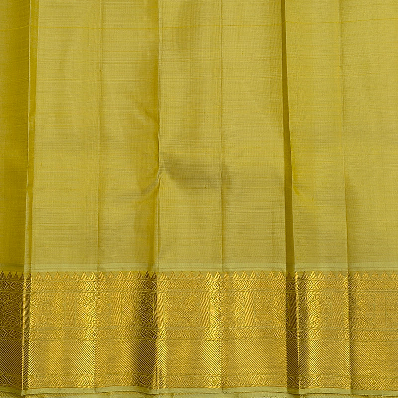 Hayagrivas Handloom Half-White Kanjivaram Silk Saree with Pista Green Border KBF741H2-2