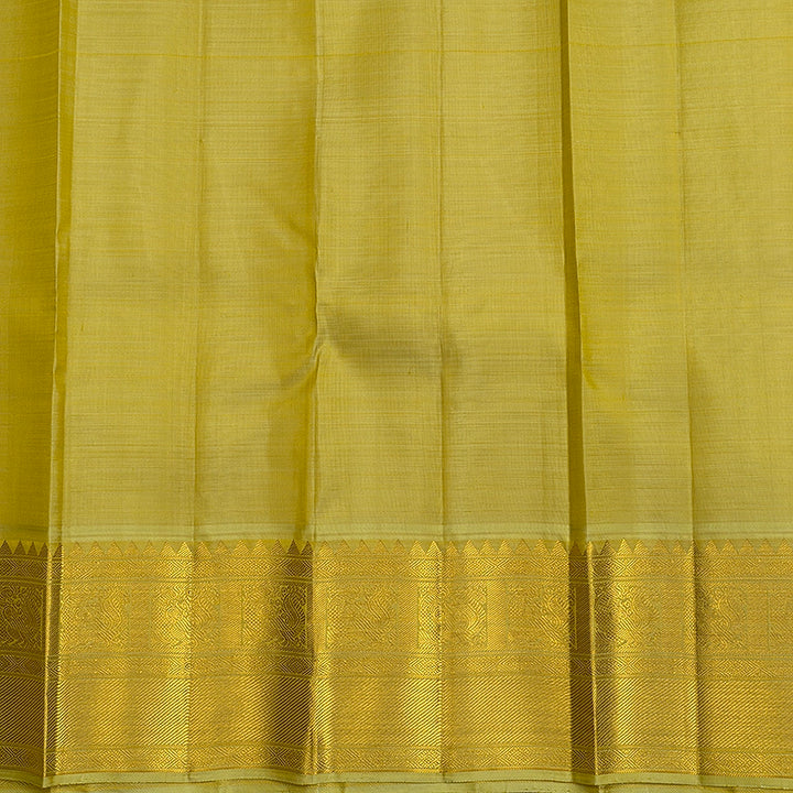 Hayagrivas Handloom Half-White Kanjivaram Silk Saree with Pista Green Border KBF741H2-2