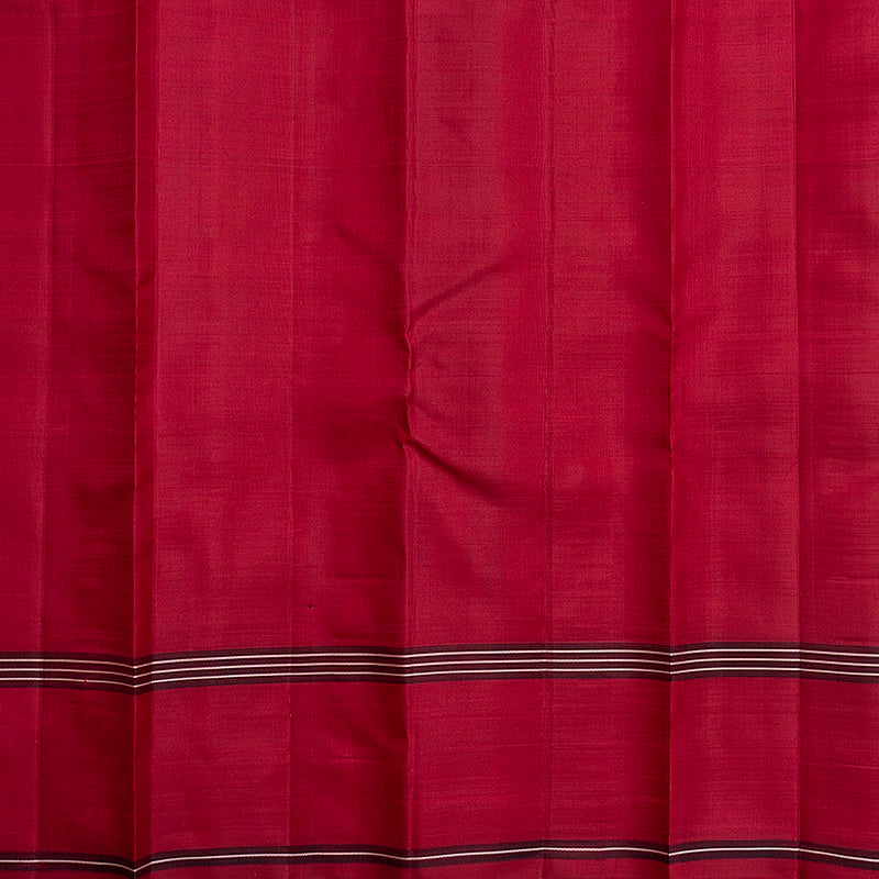 Hayagrivas Handloom Khaki Brown &amp; Black Checks Kanjivaram Silk Saree with Maroon Border KBF742H1-1