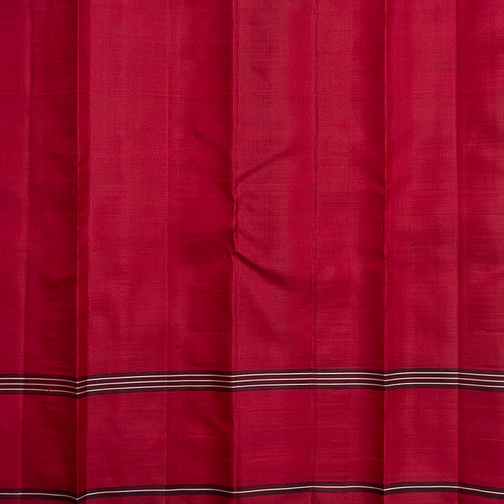 Hayagrivas Handloom Khaki Brown &amp; Black Checks Kanjivaram Silk Saree with Maroon Border KBF742H1-1