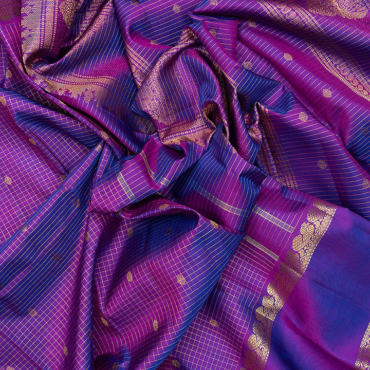 Hayagrivas Handloom Purple Kanjivaram Silk Saree KBF719G8-1