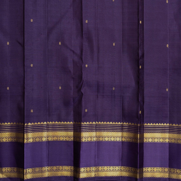 Hayagrivas Handloom Olive Green Kanjivaram Silk Saree with Purple Border KBF742H12-1