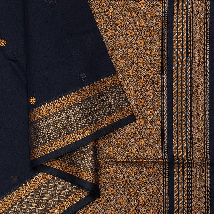 Hayagrivas Navy Blue Handloom Kanchi Cotton Saree SSCBF132H1-2