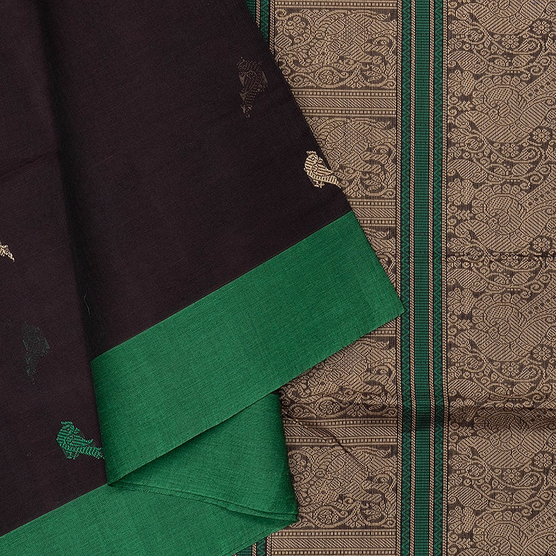 Hayagrivas Deep Snuff Handloom Kanchi Cotton Saree SSCBF132H22-1
