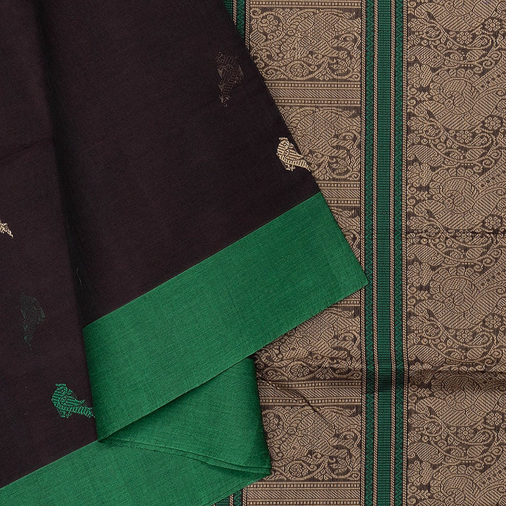 Hayagrivas Deep Snuff Handloom Kanchi Cotton Saree SSCBF132H22-1