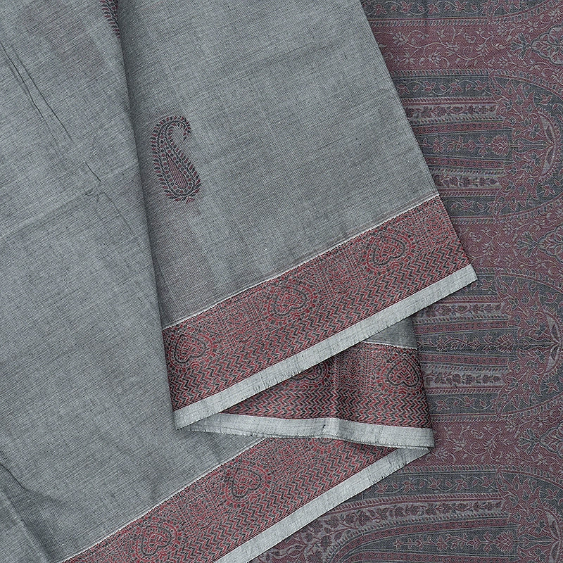 Hayagrivas Grey Handloom Kanchi Cotton Saree SSCBF132H3-1