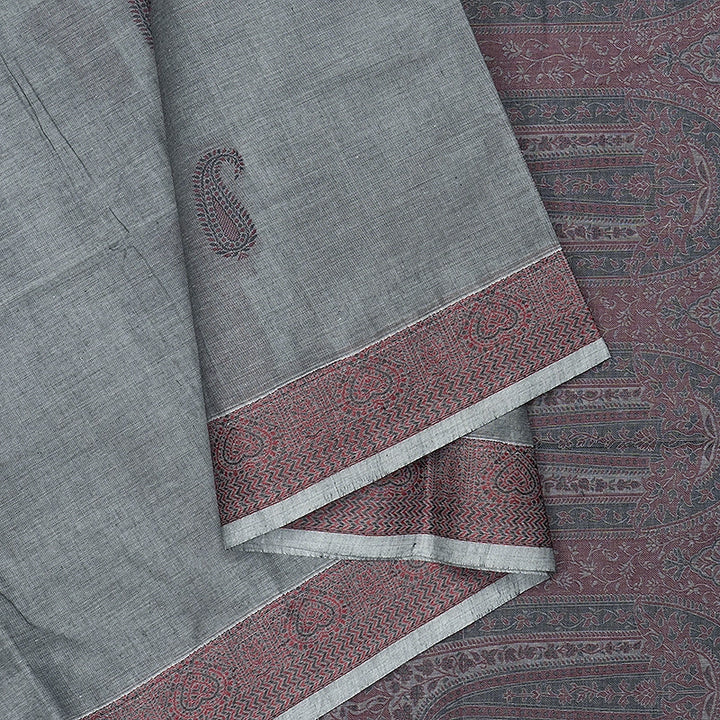 Hayagrivas Grey Handloom Kanchi Cotton Saree SSCBF132H3-1