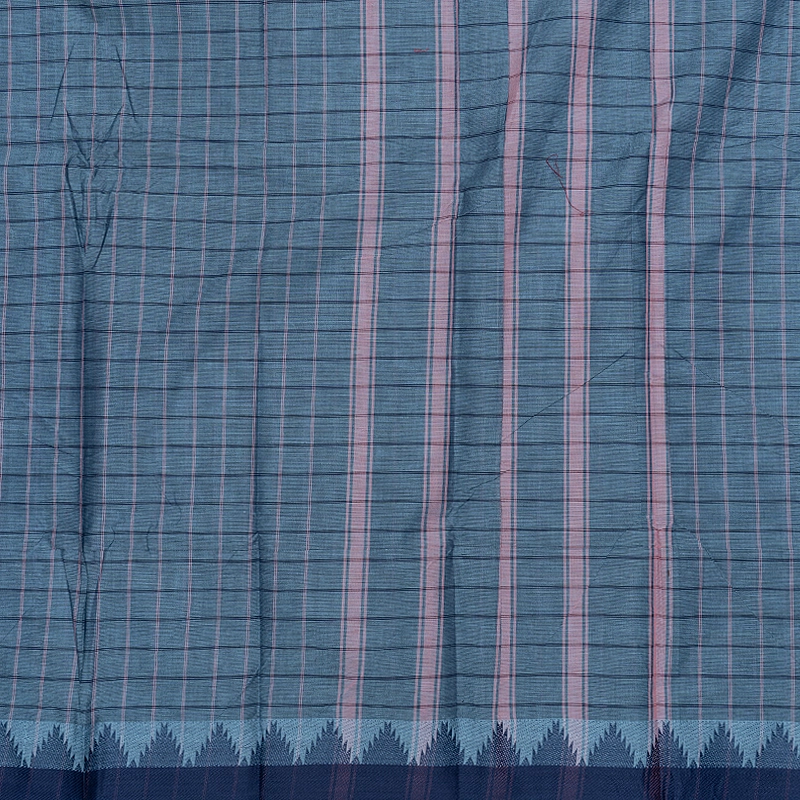 Hayagrivas Bluish-Grey Handloom Chettinad Cotton Saree SSCBF134H2-34