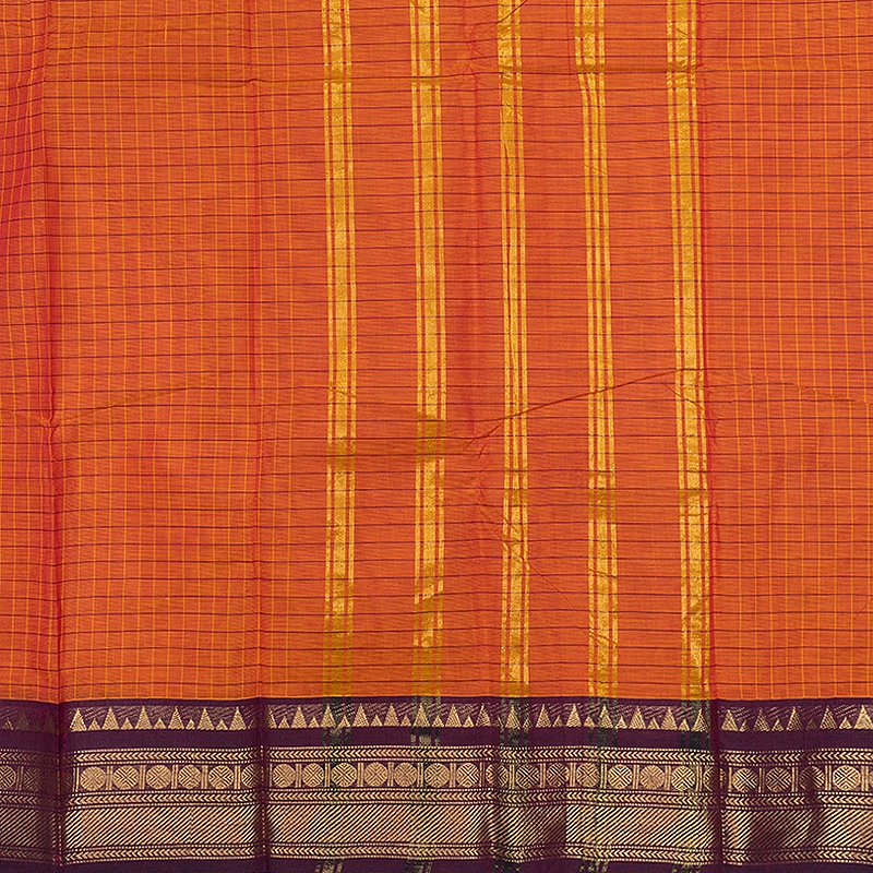 Hayagrivas Sunset Orange Handloom Chettinad Cotton Saree SSCBF134H2-39