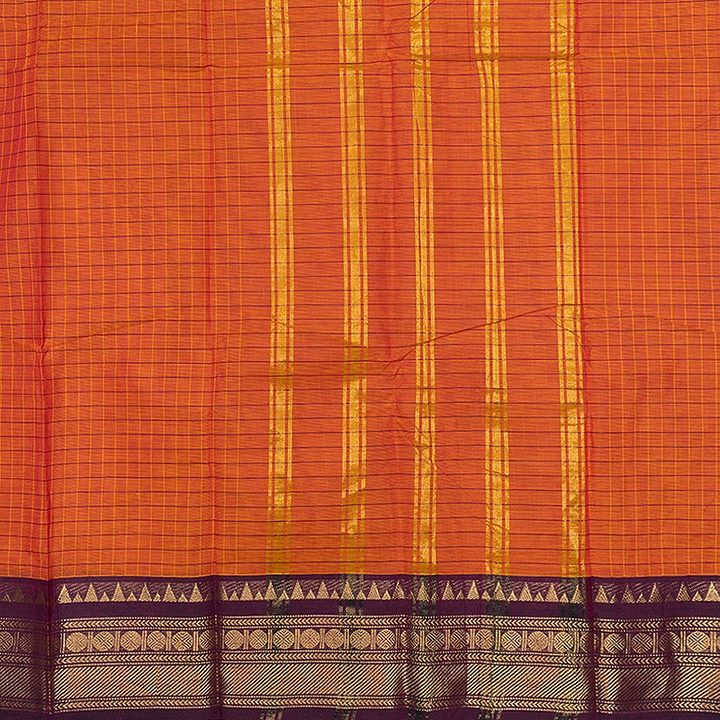 Hayagrivas Sunset Orange Handloom Chettinad Cotton Saree SSCBF134H2-39