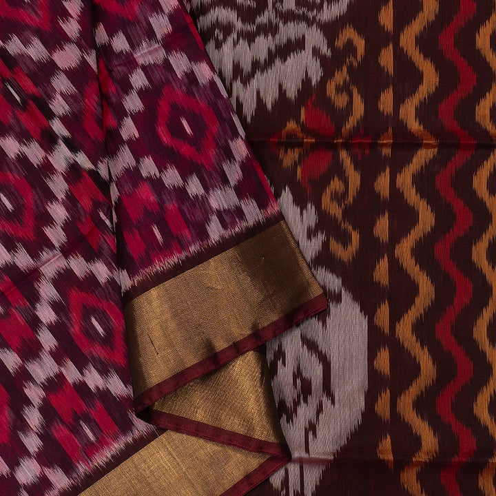 Hayagrivas Nagapazham Ikkat Kora Silk Cotton Saree SSCBF155H1-14