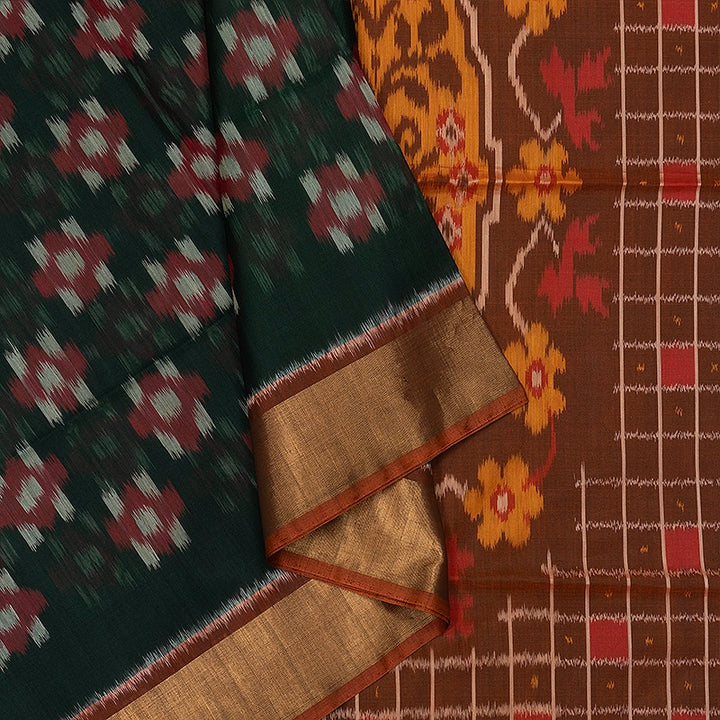 Hayagrivas Karum Pachai Ikkat Kora Silk Cotton Saree SSCBF155H1-25