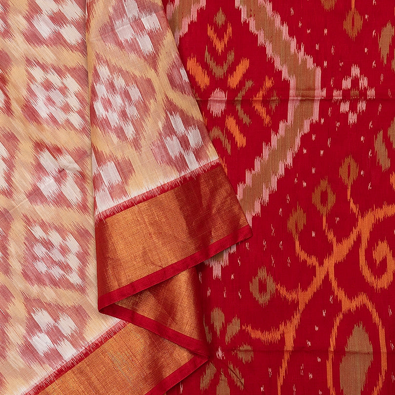 Hayagrivas White Ikkat Kora Silk Cotton Saree SSCBF155H1-6