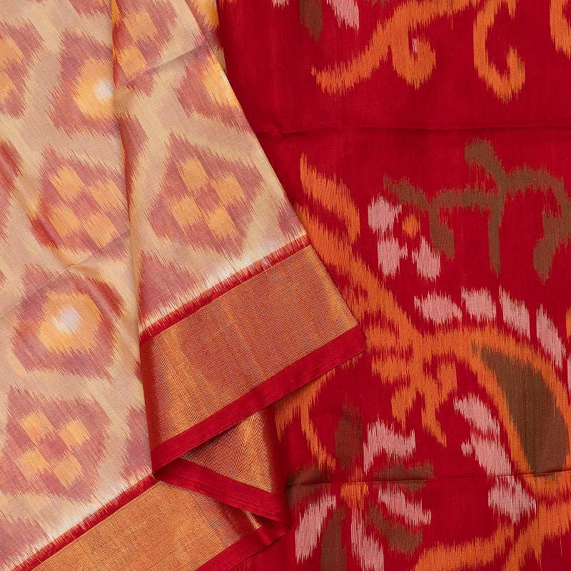 Hayagrivas Sandal Ikkat Kora Silk Cotton Saree SSCBF155H1-8