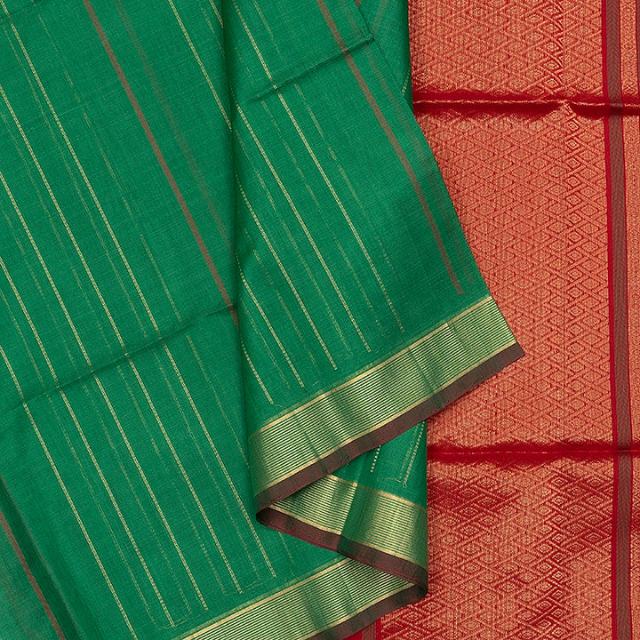 Hayagrivas Dark Green Kora Silk Cotton Saree SSCBF156H2-25