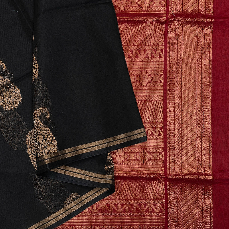 Hayagrivas Black Kora Silk Cotton Saree SSCBF156H2-29
